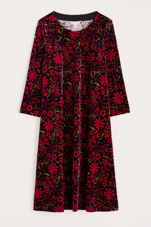 Seasalt Cornwall Mahonia Dress in Folky Flowers Onyx Carmine