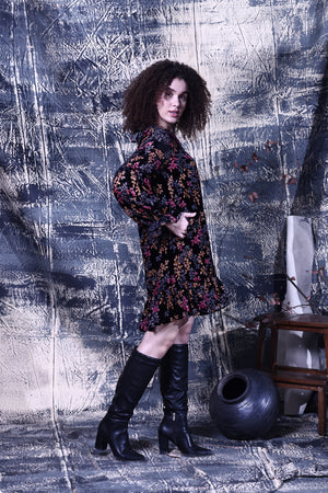 Maude Vivante Rachel Dress in Black Vine Trail