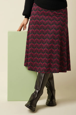 King Louie Juno Skirt Estelle Zigzag in Bordeaux Red