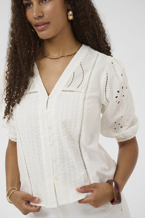 Cream Clothing Signe Blouse in Snow White