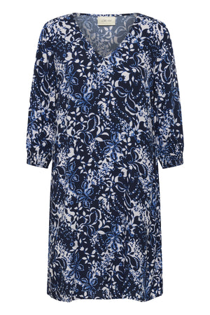 Cream Clothing Tiah Short Dress in Navy Blue Toile