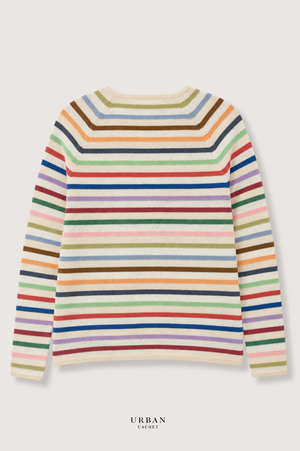 Mansted Denmark Anna Eco Link Stripe Cardigan in Light Oat