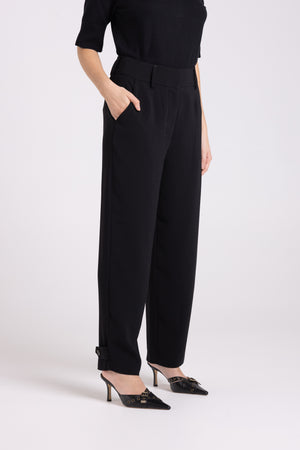 Two-T's 7/8 Pant With Buttons on Leg in Black