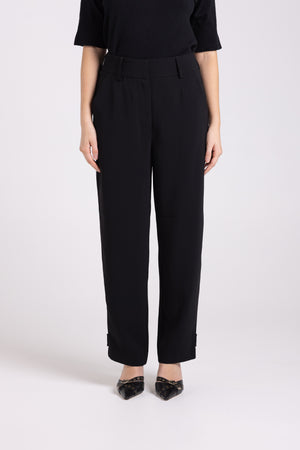 Two-T's 7/8 Pant With Buttons on Leg in Black