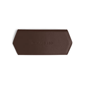FOX and LEO Slimline Glasses Case in Chocolate