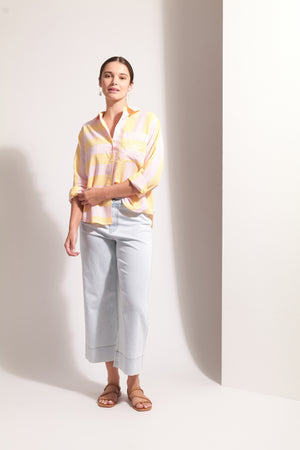 Foil Jean Queen Crop in Bleach Wash