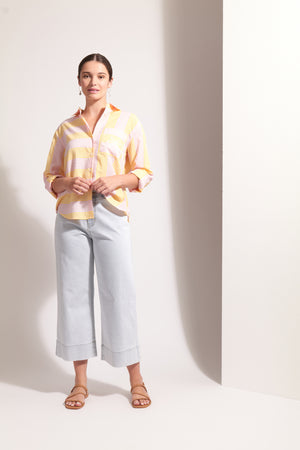 Foil Jean Queen Crop in Bleach Wash