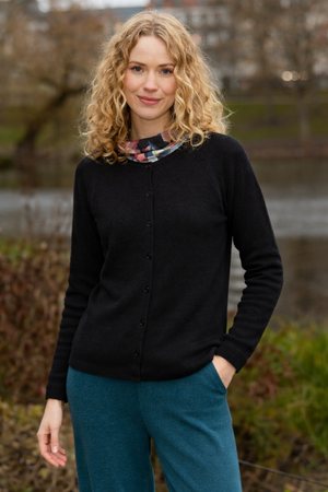 Mansted Denmark Ivory Raglan Cardi in Black