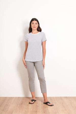 Foil Riveting 7/8 Taper Trapeze Pant in Pebble