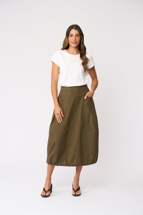 Foil Hemline Hype Skirt in Olive
