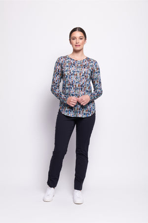 Foil Long Slim Trapeze Pant in True Navy