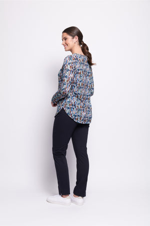 Foil Long Slim Trapeze Pant in True Navy