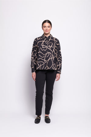 Foil Long Slim Trapeze Pant in Black