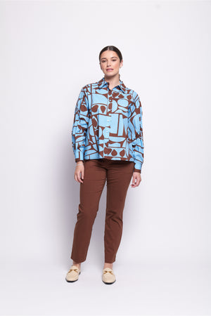 Foil Full Monty Trapeze Trouser with pockets in Sepia