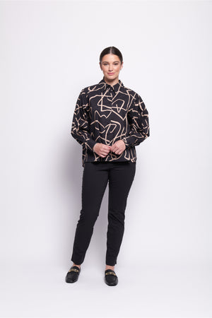 Foil Long Slim Trapeze Pant in Black