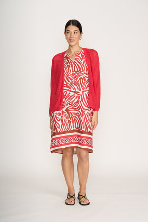 Foil Cover Story Cardi in Poppy Red
