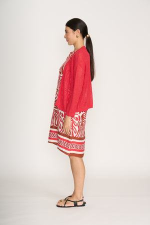 Foil Cover Story Cardi in Poppy Red