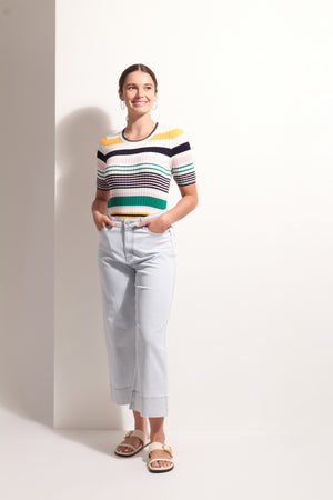 Foil Jean Queen Crop in Bleach Wash