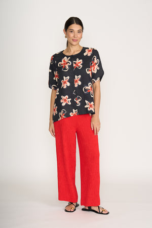 Foil Delightful Top in Flower Doodles