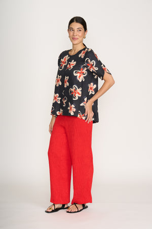 Foil Delightful Top in Flower Doodles