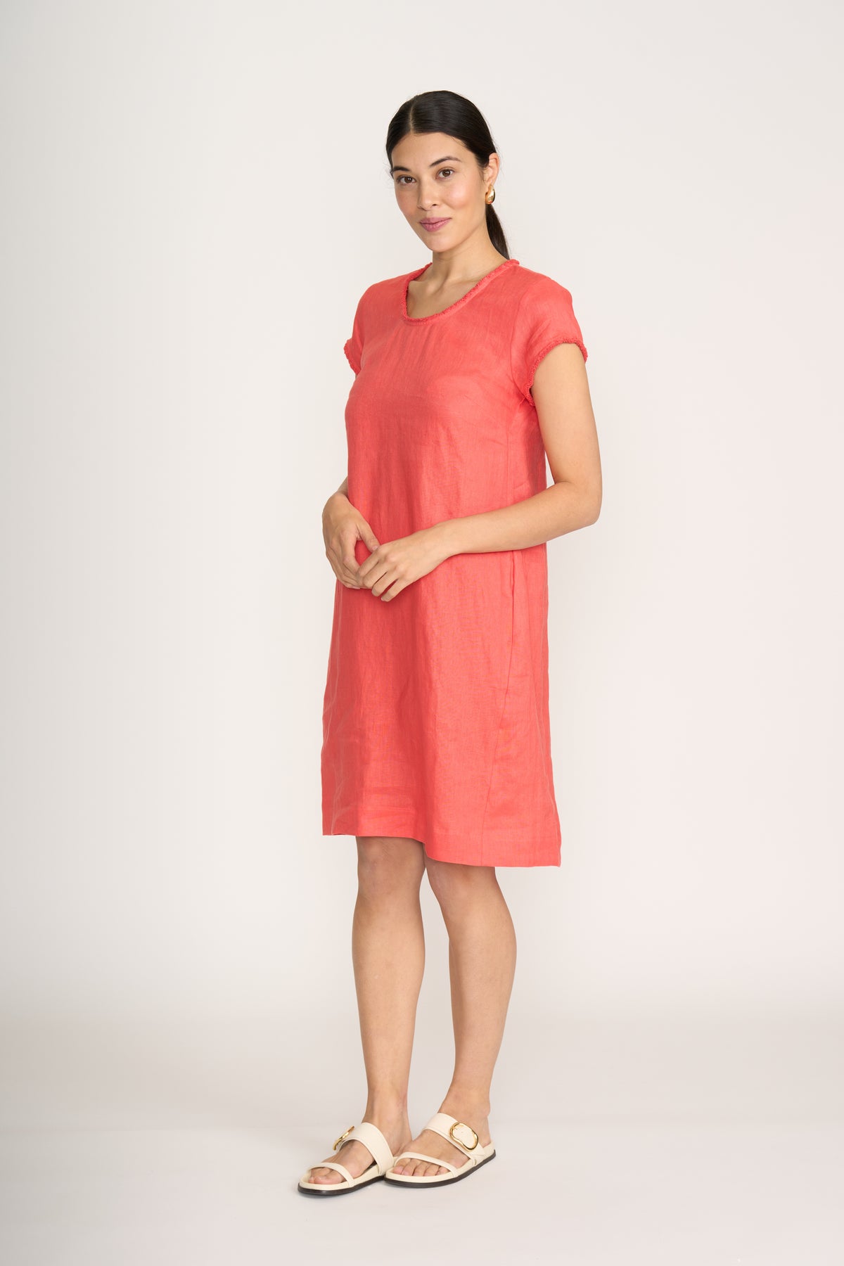 Foil Festival Dress in Melon