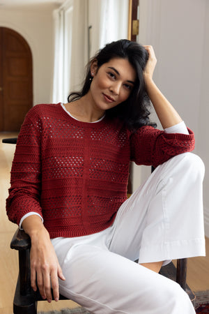 Foil Pulling Strings Sweater in Red Earth