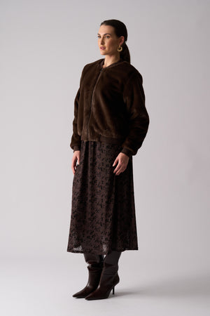 Foil Fur Sure Jacket in Chocolate