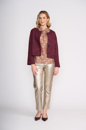 Foil Looking Suede Jacket in Black Cherry