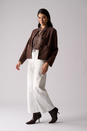Foil Looking Suede Jacket in Ristretto