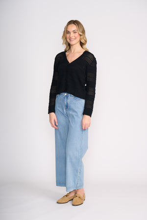 Foil Pulling Strings Cardi in Black