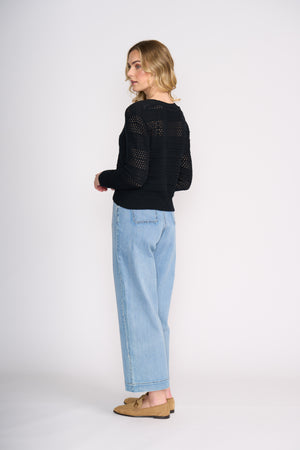 Foil Pulling Strings Cardi in Black