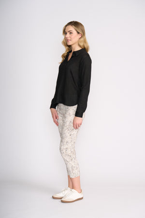 Foil Fuss Free Taper Trapeze Capri Pant in Reptile Print