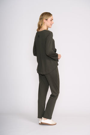 Foil Secret Agent Top in Olive