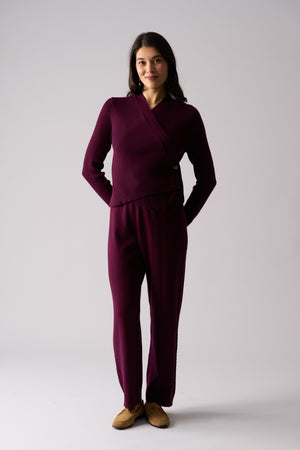 Foil Set Play Wrap Cardi in Cherry Lacquer