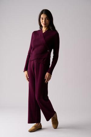 Foil Set Play Wrap Cardi in Cherry Lacquer