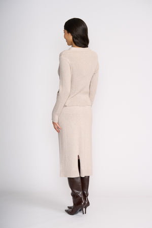 Foil Set Play Wrap Cardi in Latte