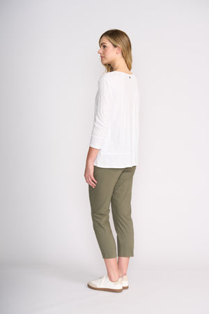 Foil Fuss Free Taper Trapeze Capri Pant in Sage Grey