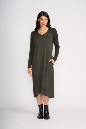 Foil Upper Cut Dress in Olive