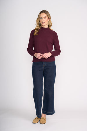 Foil Tread Carefully Sweater in Black Cherry