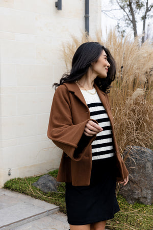 Foil Break Through Coat in Caramel