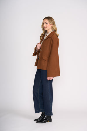 Foil Break Through Coat in Caramel