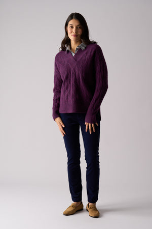 Foil Gauge Your Interest Sweater in Plumberry