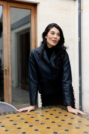 Foil Faux Real Jacket in Black