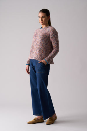 Foil Tip Of Greatness Sweater in Powder Pink