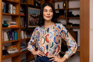 Foil Razzle Dazzle Blouse in Geologic