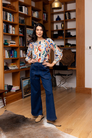 Foil Razzle Dazzle Blouse in Geologic