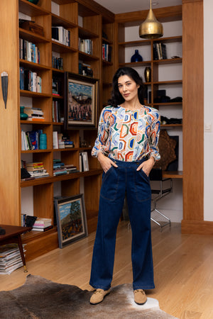 Foil Razzle Dazzle Blouse in Geologic