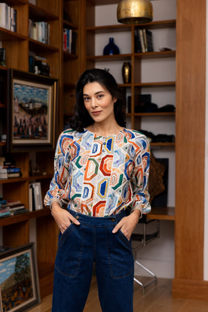 Foil Razzle Dazzle Blouse in Geologic