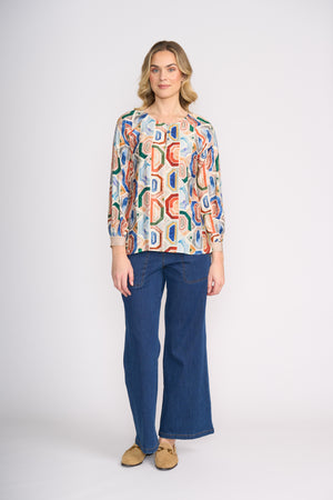 Foil Razzle Dazzle Blouse in Geologic