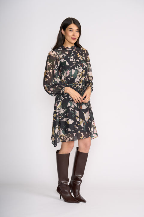 Foil Cute Pair Dress in Shadow Leaf